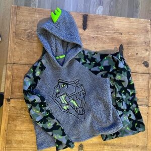 T Rex boys Fleece PJs with hood. Size 12